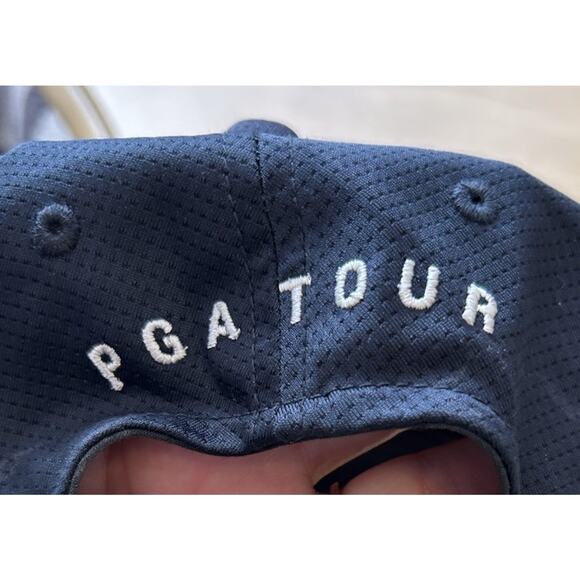 PGA TOUR Spell Out Logo Airflux Mesh Golf Cap Black Adjustable StrapBack Hat - Picture 2 of 8